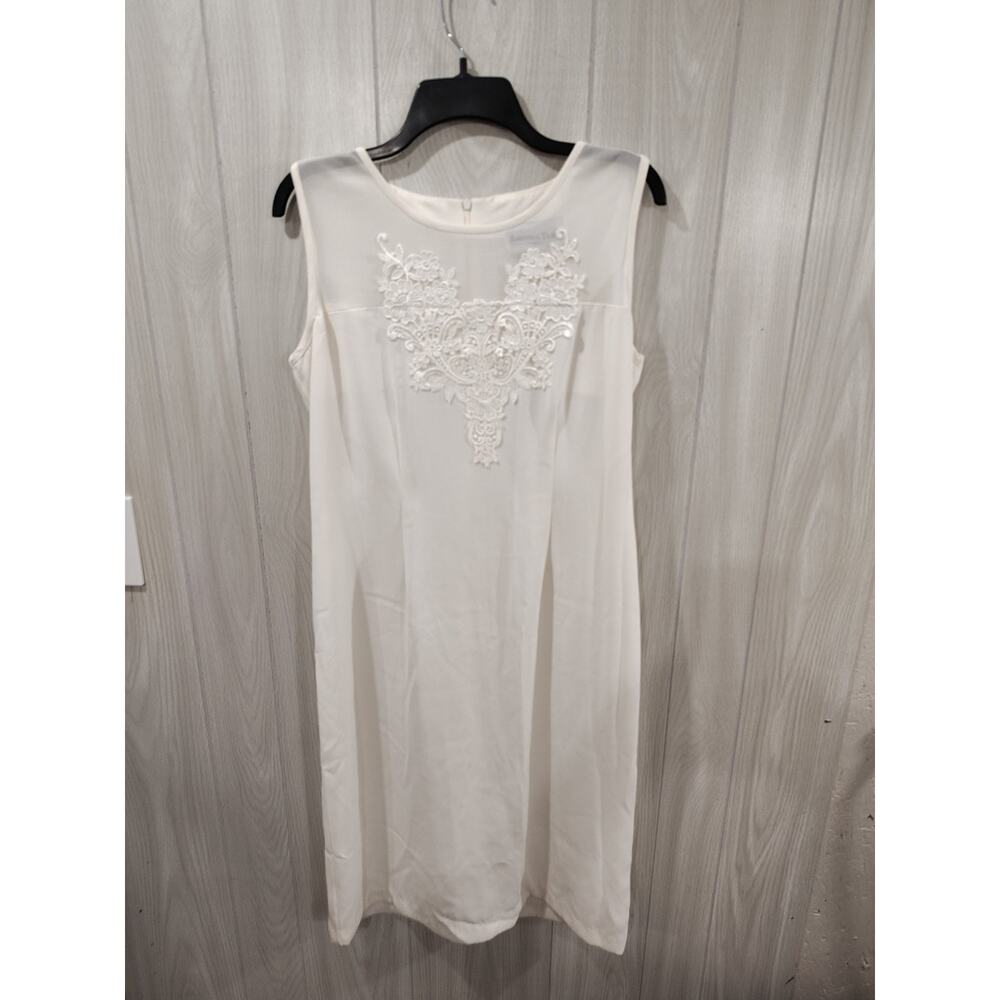 Vintage Another Thyme Embroidered Floral Ivory Dress Size 10 USA Bridesmaid...